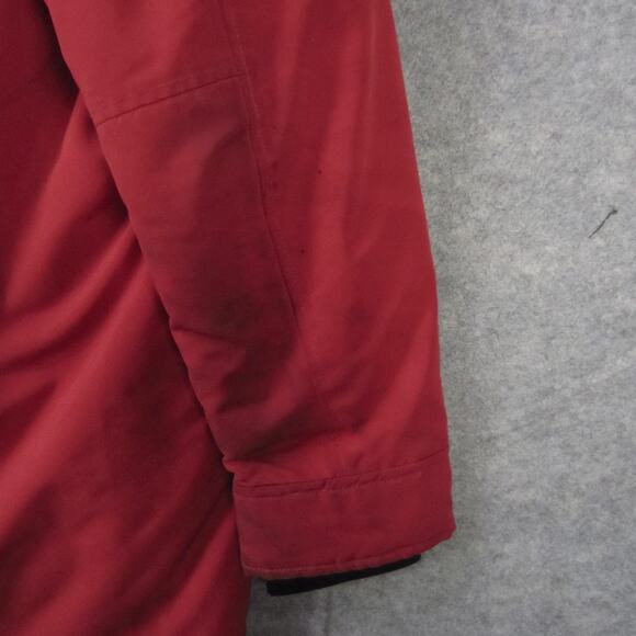 Guess Los Angeles Jacket Mens Medium Red Hooded Parka Faux Fur Trim Insulated - Picture 7 of 9